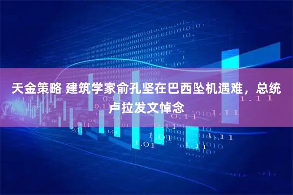 天金策略 建筑学家俞孔坚在巴西坠机遇难，总统卢拉发文悼念