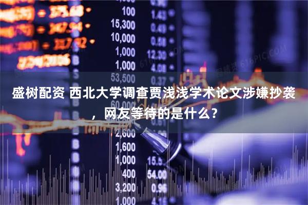 盛树配资 西北大学调查贾浅浅学术论文涉嫌抄袭，网友等待的是什么？